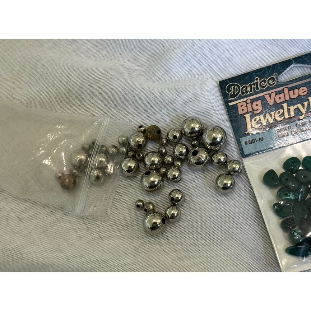 New + VTG Lot of 5 Items Jewelry Making Glass Beads Metal Acrylic